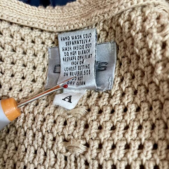 Vintage 1990s Chico's Gold Crochet Mesh Midi Dress Size Medium Boho 100% Cotton - Picture 13 of 13